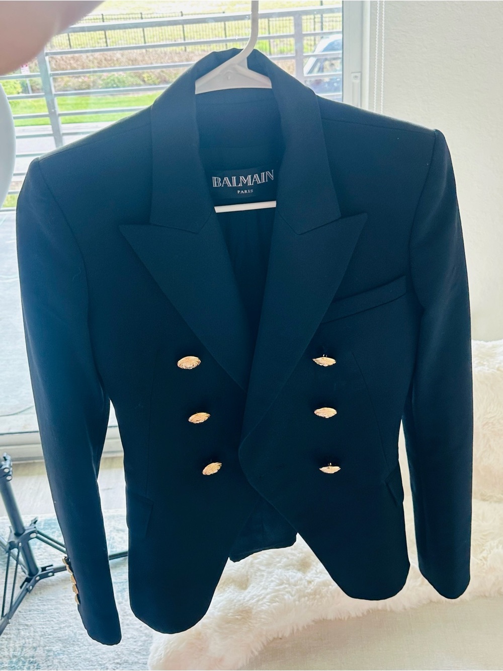 Balmain Black Double-Breasted Blazer with Gold Buttons size 34 (xxs-xs) - Picture 4 of 15